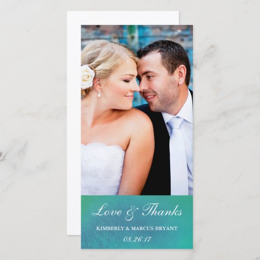 Betoverende / groene waterverf trouwkaarten om te  bedankkaart (Voorkant / Achterkant)