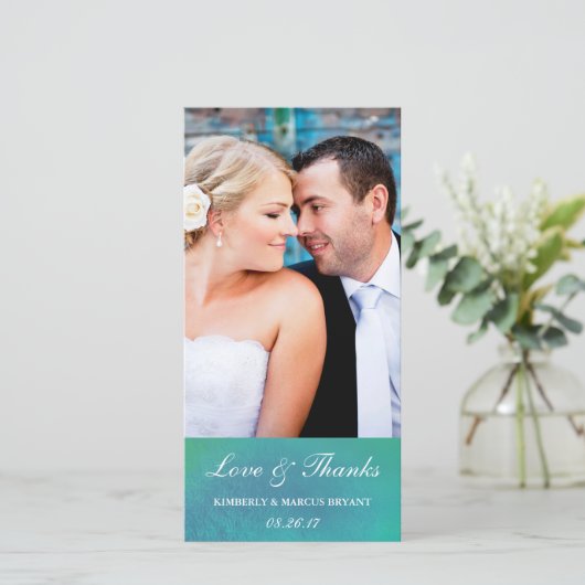 Betoverende / groene waterverf trouwkaarten om te  bedankkaart (Staand voorkant)