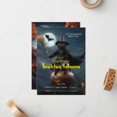 Betoverende Halloween-uitnodiging Notitiekaartje (Voorkant / Achterkant in situ)