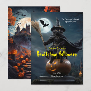 Betoverende Halloween-uitnodiging Notitiekaartje