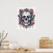 Betoverende Halloween Vampier Skull Art Poster (Keuken)