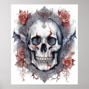 Betoverende Halloween Vampier Skull Art Poster