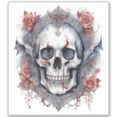 Betoverende Halloween Vampier Skull Art Sticker (Voorkant)