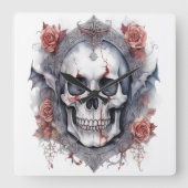 Betoverende Halloween Vampier Skull Art Vierkante Klok (Voorkant)