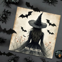 Betoverende Halloween Witch Flat Wenskaart