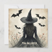 Betoverende Halloween Witch Flat Wenskaart Feestdagenkaart (Voorkant)