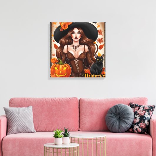 Betoverende Halloween Woman Wall Art - Autumnal Canvas Afdruk (Insitu (Woonkamer))