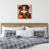 Betoverende Halloween Woman Wall Art - Autumnal Canvas Afdruk (Insitu (Slaapkamer))
