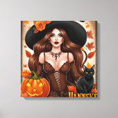 Betoverende Halloween Woman Wall Art - Autumnal Canvas Afdruk (Voorkant)