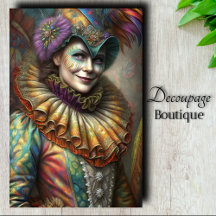 Betoverende Harlekijn Dame Clown Decoupage