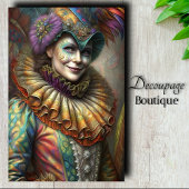 Betoverende Harlequin Lady Clown Decoupage Tissuepapier