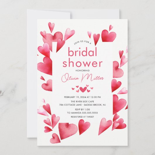 betoverende harten bruids douche uitnodiging (Voorkant)