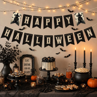 Betoverende Heks Gelukkig Halloween Vlaggetjes