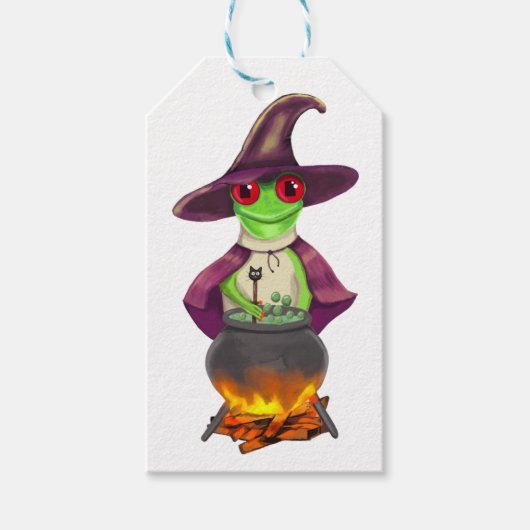betoverende heks kikker brouwen halloween spooky cadeaulabel (Voorkant)