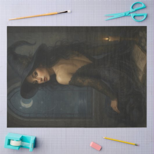 Betoverende heks maanlicht gotische decoupage papi tissuepapier (Craft)