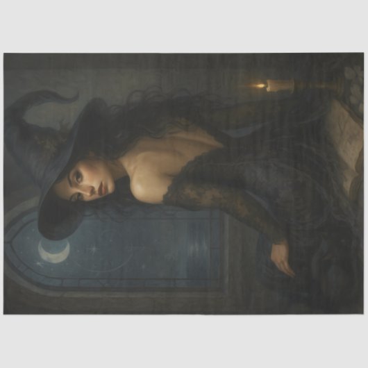 Betoverende heks maanlicht gotische decoupage papi tissuepapier (Voorkant)