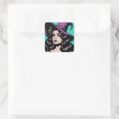 Betoverende heks vierkante sticker (Tas)