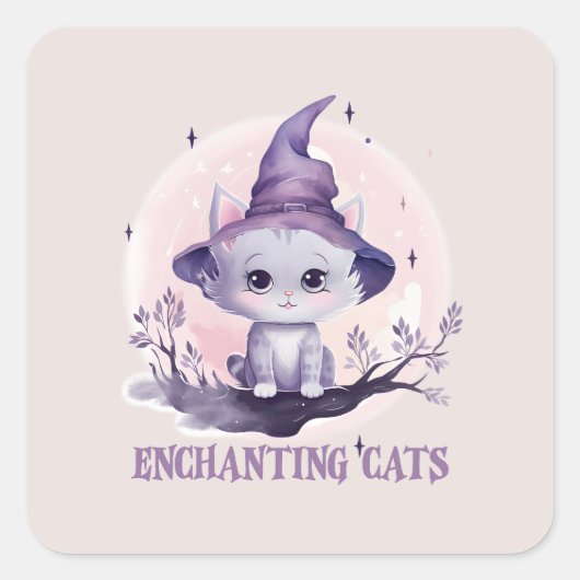 betoverende heks vierkante sticker (Voorkant)
