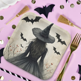 Betoverende Heksen op Halloween Papieren Bordje