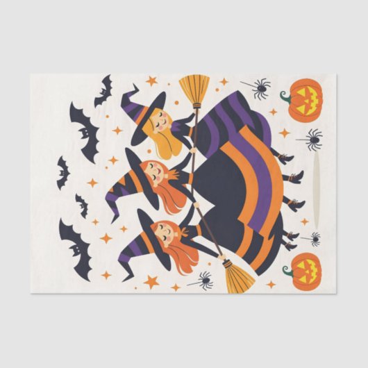 Betoverende heksen vliegen Halloween Party Gift Tissuepapier (Voorkant)