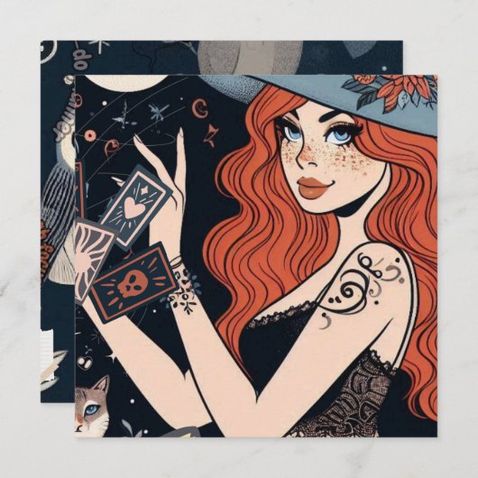 Betoverende Hekserige Uitnodiging (Voorkant / Achterkant)