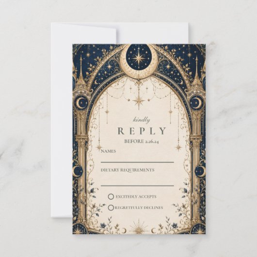 Betoverende Hemelbruidsboog RSVP Kaartje (Voorkant)