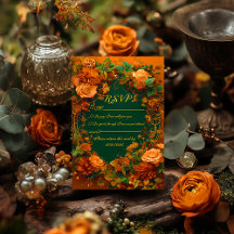 Betoverende Herfst Bloemstuk RSVP Trouwkaart