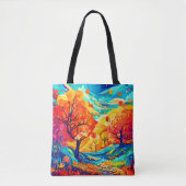 Betoverende herfst maanverlichte pad tote bag (Voorkant)