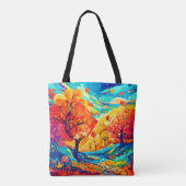 Betoverende herfst maanverlichte pad tote bag (Achterkant)