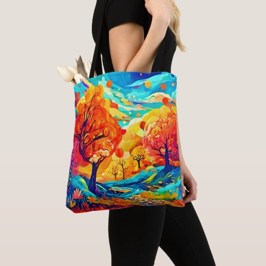 Betoverende herfst maanverlichte pad tote bag (Dichtbij)
