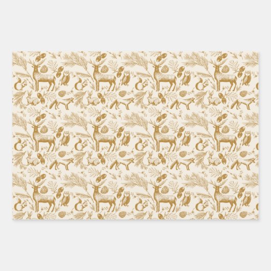 Betoverende herfst oogst & winter bos dieren inpakpapier vel (Voorkant)