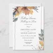 betoverende herfstliefde: vallende bladeren bruilo kaart (Voorkant)