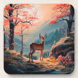 Betoverende herten Forest Scene Design Bier Onderzetter
