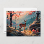 Betoverende herten Forest Scene Design Briefkaart (Voorkant / Achterkant)