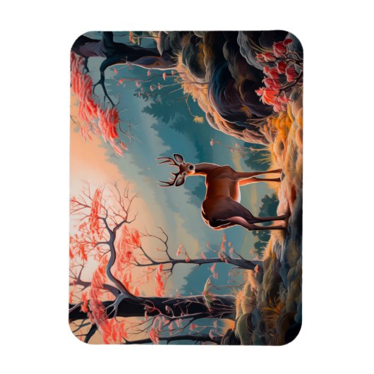Betoverende herten Forest Scene Design Magneet (Verticaal)