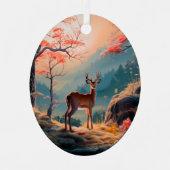 Betoverende herten Forest Scene Design Metalen Ornament (Voorkant)