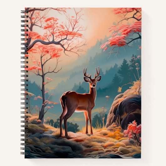 Betoverende herten Forest Scene Design Notitieboek (Voorkant)
