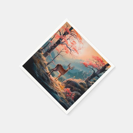 Betoverende herten Forest Scene Design Servet (Hoek)