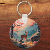 Betoverende herten Forest Scene Design Sleutelhanger (Voorkant)