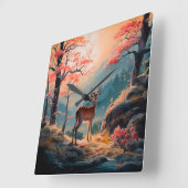 Betoverende herten Forest Scene Design Vierkante Klok (Hoek)