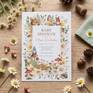 Betoverende Houtland Kabouter Baby Shower Kaart