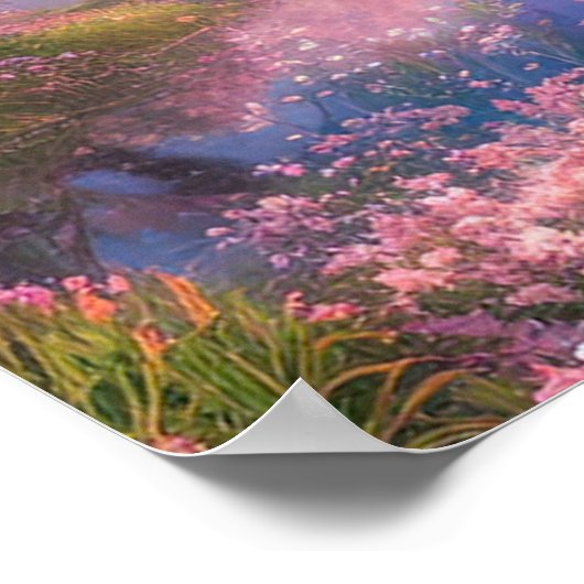 Betoverende Hut te midden van Sakura bomen Poster (Hoek)