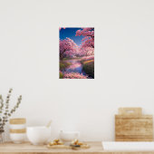 Betoverende Hut te midden van Sakura bomen Poster (Keuken)