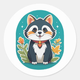Betoverende kat - grillige katachtige illustratie ronde sticker