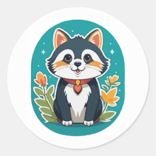 Betoverende kat - grillige katachtige illustratie ronde sticker