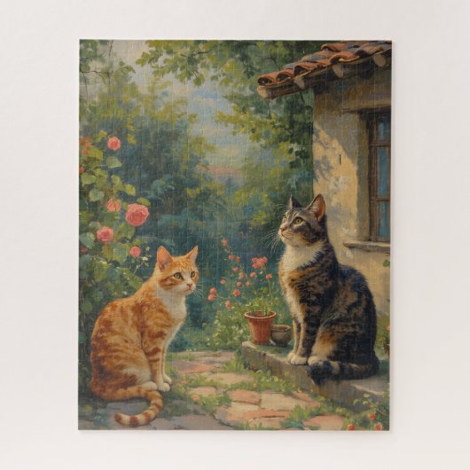 Betoverende kattentuin scène legpuzzel (Verticaal)