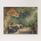 Betoverende kattentuin scène legpuzzel (Horizontaal)