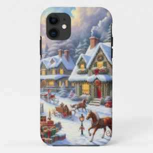 Betoverende kerst dorp scène Case-Mate iPhone case