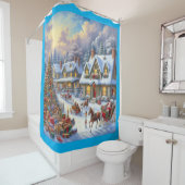 Betoverende kerst dorp scène douchegordijn (In situ)