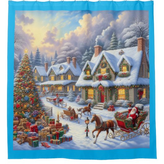 Betoverende kerst dorp scène douchegordijn (Voorkant)